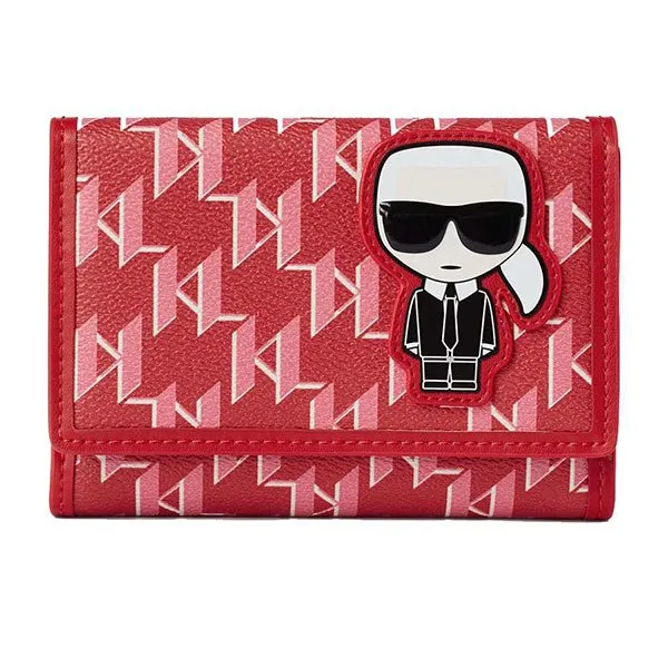 Ví Karl Lagerfeld Mittelgrosses K/Ikonik Monogram Faltportemonnaie 220W3203 Màu Đỏ