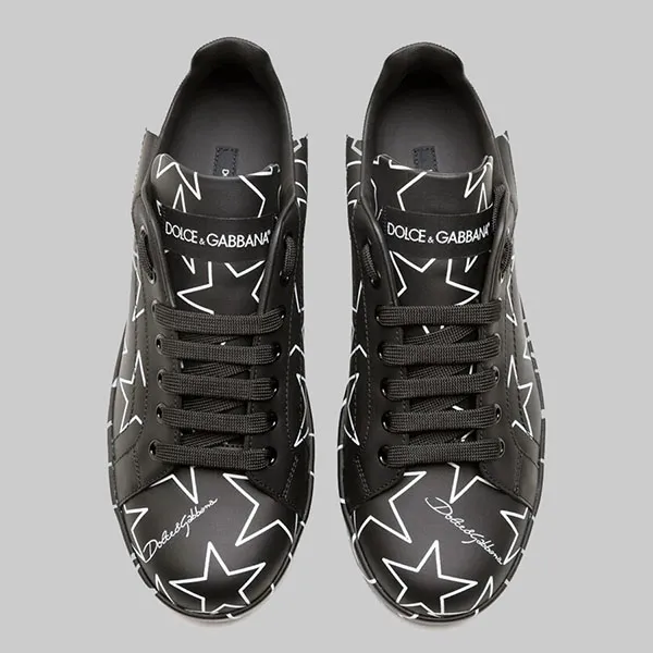 Giày Thể Thao Dolce & Gabbana D&G Nappa Portofino Sneakers With Mixed Star Print Màu Đen Size 39 N-DG - Giày - Vua Hàng Hiệu