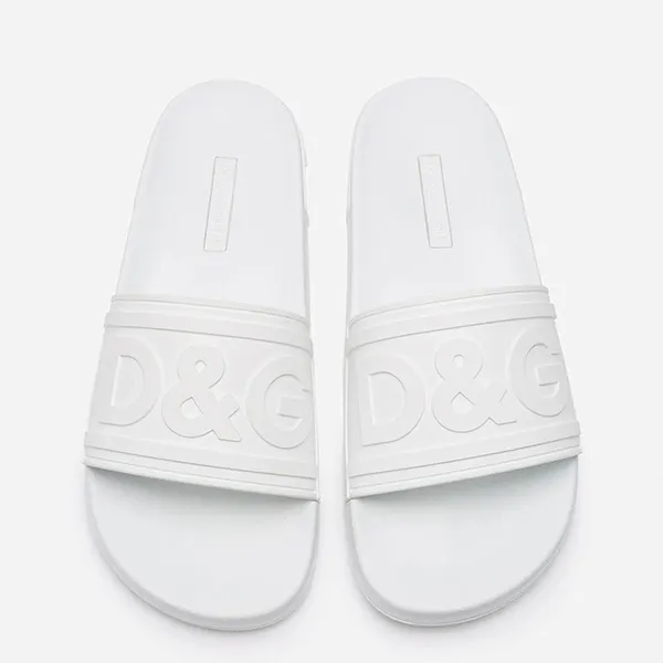 Dép Dolce & Gabbana D&G Rubber Beachwear Slides With DG Logo CS1786-AX389 Màu Trắng
