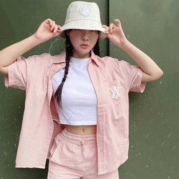 Bộ Quần Áo Cộc Tay Acmé De La Vie Adlv A Logo Emblem Patch Stripe Short Sleeve Shirt Pink Màu Hồng Nhạt - Thời trang - Vua Hàng Hiệu