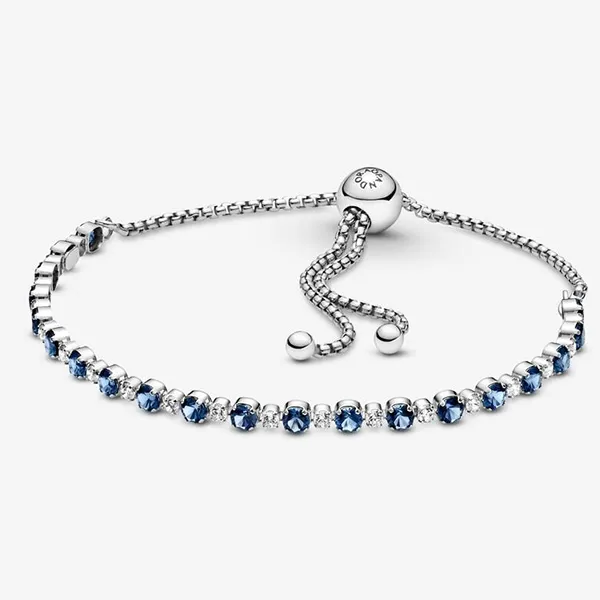 Vòng Đeo Tay Pandora Blue And Clear Sparkle Slider Bracelet 599377C01 Màu Bạc Xanh - Trang sức - Vua Hàng Hiệu