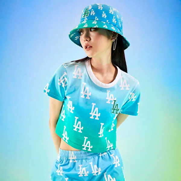 Áo Croptop Nữ MLB Gradient Monogram Crop LA Dodgers 3FTSM6123-07GNL Màu Xanh