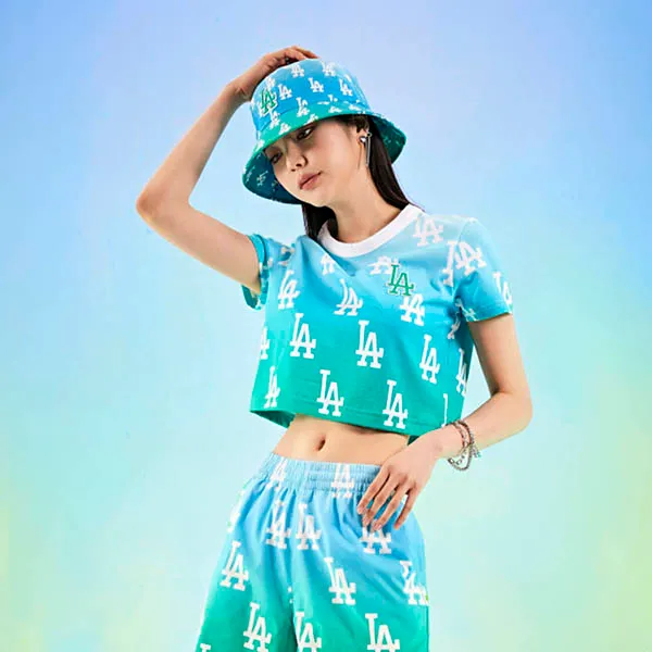 Áo Croptop Nữ MLB Gradient Monogram Crop LA Dodgers 3FTSM6123-07GNL Màu Xanh