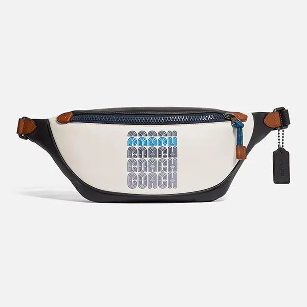 Túi Đeo Hông Nam Coach Rivington Belt Bag With Coach Print 69305 Màu Đen Trắng