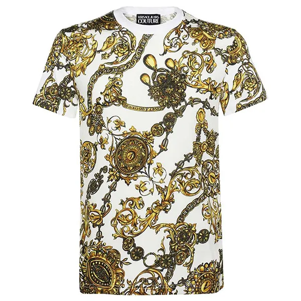 Áo Phông Versace Jeans Couture Slim Print Bijoux Baroque T-Shirt Họa Tiết 71GAH6S0 JS015 G03 Màu Trắng