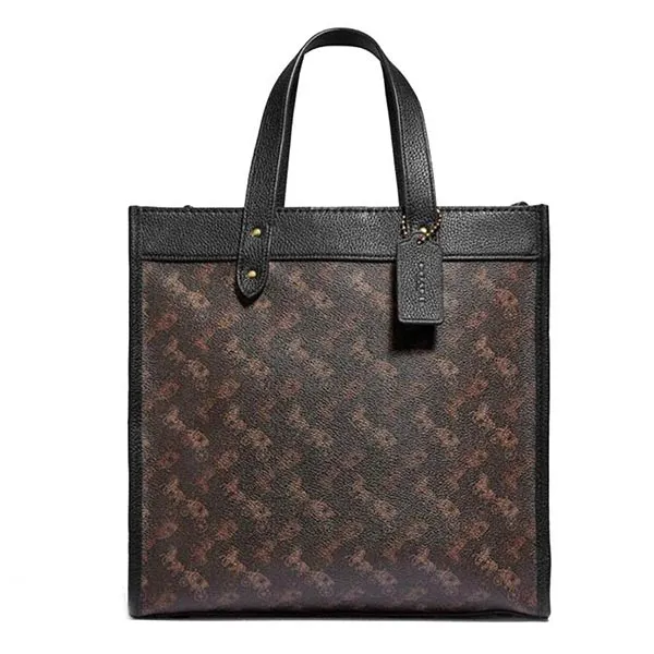 Túi Tote Coach Field Tote With Horse And Carriage Print 89143 Màu Nâu