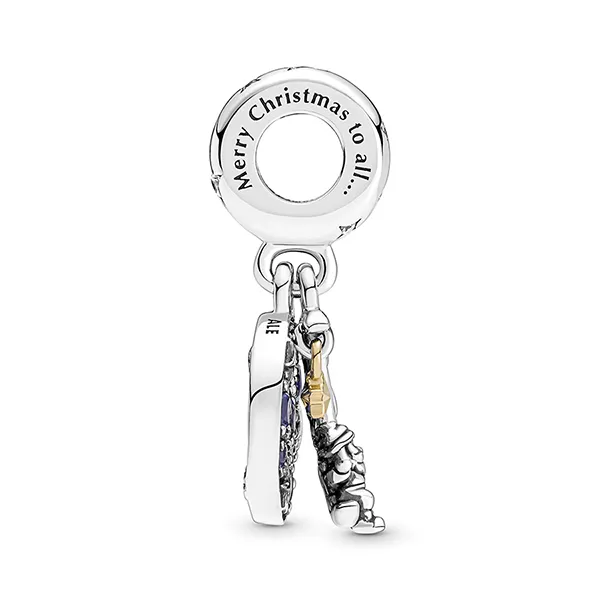 Hạt Vòng Charm Pandora Santa Claus On The Moon Double Dangle 769648C01 Màu Bạc Xanh - Trang sức - Vua Hàng Hiệu