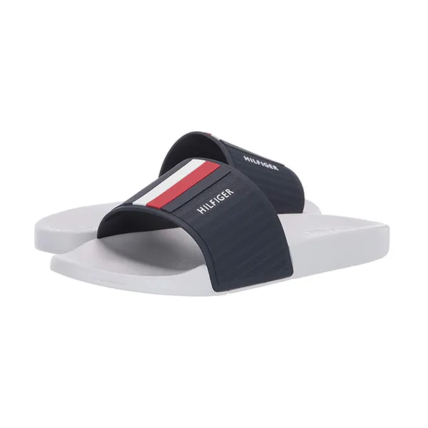 Dép Tommy Hilfiger Men's Eastern Slide Sandal White Màu Trắng Đen Size 42 - 1