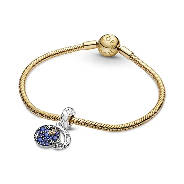 Hạt Vòng Charm Pandora Santa Claus On The Moon Double Dangle 769648C01 Màu Bạc Xanh - Trang sức - Vua Hàng Hiệu
