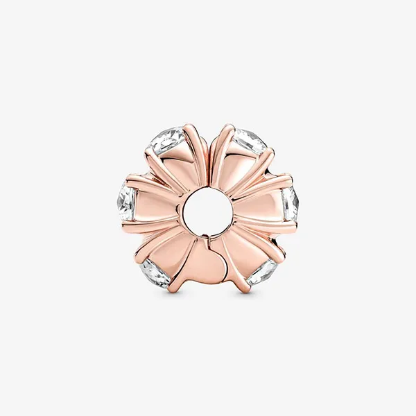 Hạt Vòng Charm Pandora Long Pronged Sparkling Clip 780046C01 Màu Vàng Hồng
