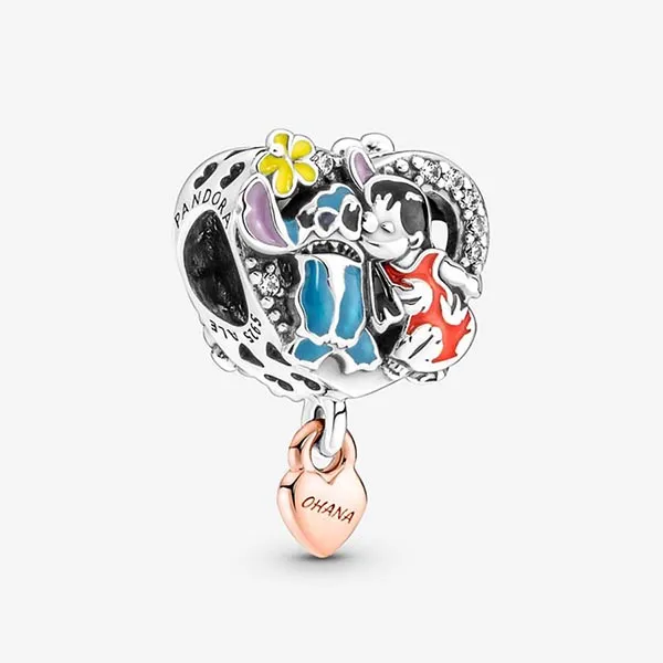 Hạt Vòng Charm Pandora Ohana Lilo & Stitch De Disney 781682C01 Phối Màu