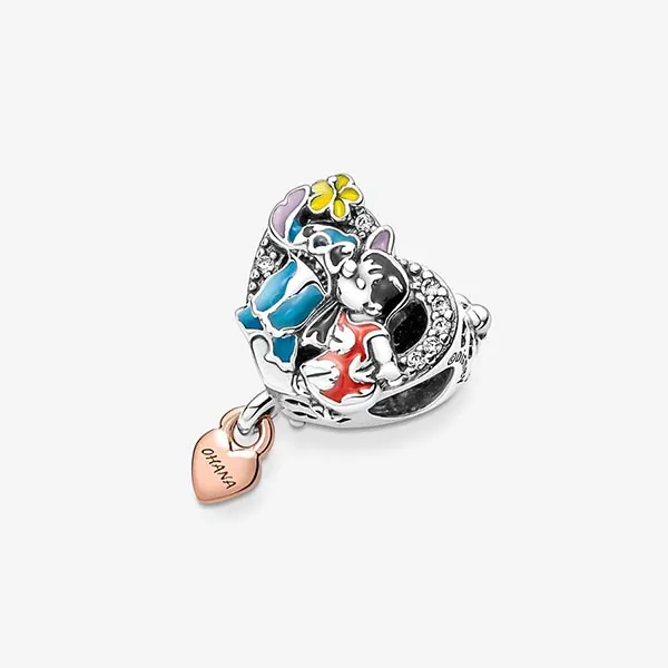 Hạt Vòng Charm Pandora Ohana Lilo & Stitch De Disney 781682C01 Phối Màu