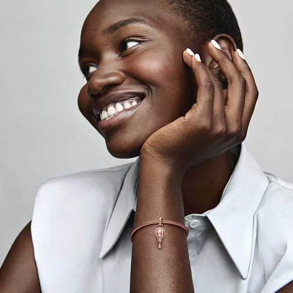 Hạt Vòng Charm Pandora Sparkling Pink Hot Air Balloon Dangle Charm 789434C01 Màu Vàng Hồng