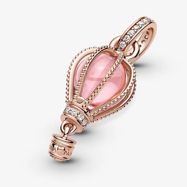 Hạt Vòng Charm Pandora Sparkling Pink Hot Air Balloon Dangle Charm 789434C01 Màu Vàng Hồng