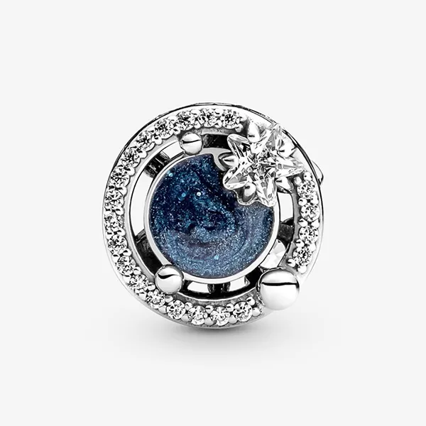 Hạt Vòng Charm Pandora Un Voyage Dans La Galaxie 790028C01 Màu Bạc Xanh