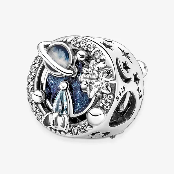 Hạt Vòng Charm Pandora Un Voyage Dans La Galaxie 790028C01 Màu Bạc Xanh