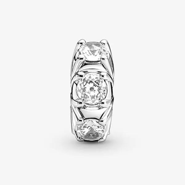 Hạt Vòng Charm Pandora Long Pronged Sparkling Clip 790046C01 Màu Bạc