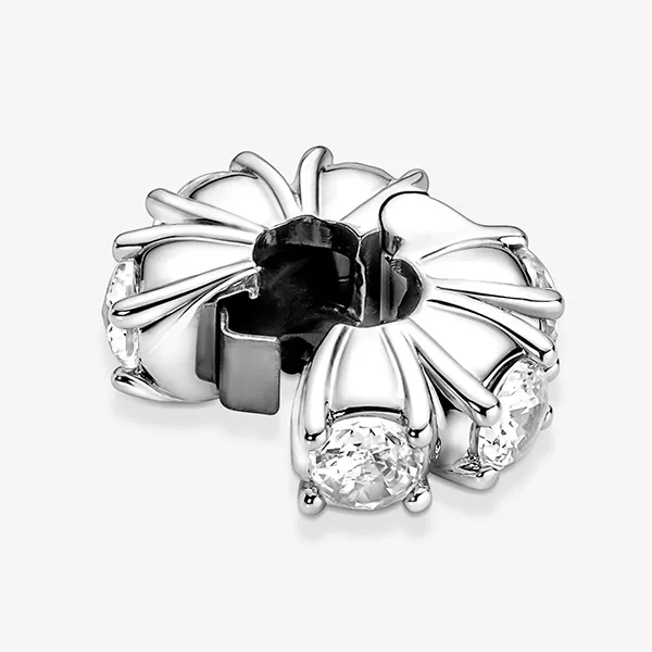 Hạt Vòng Charm Pandora Long Pronged Sparkling Clip 790046C01 Màu Bạc
