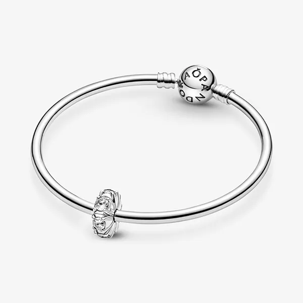 Hạt Vòng Charm Pandora Long Pronged Sparkling Clip 790046C01 Màu Bạc