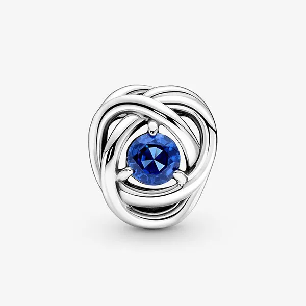 Hạt Vòng Charm Pandora September Blue Eternity Circle Màu Bạc Xanh