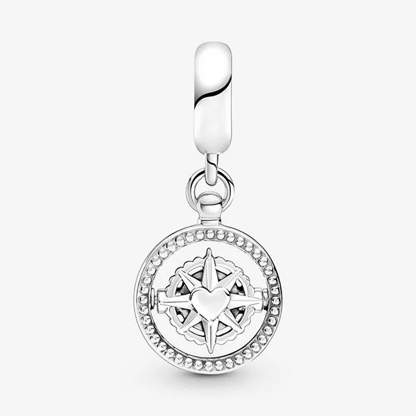 Hạt Vòng Charm Pandora Spinning Compass Dangle 790099C01 Màu Bạc Xanh - Trang sức - Vua Hàng Hiệu