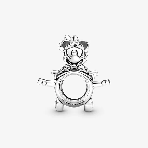 Hạt Vòng Charm Pandora Disney Mickey Mouse & Minnie Mouse Airplane 790108C00 Màu Bạc