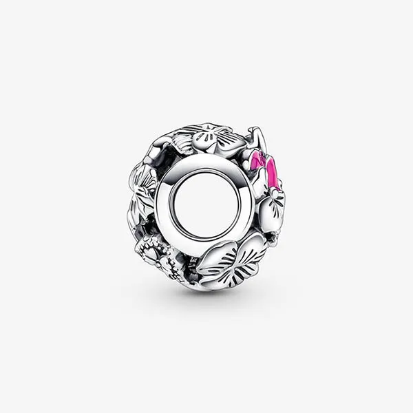 Hạt Vòng Charm Pandora Pansy Flower Friends 790759C01 Màu Hồng Bạc