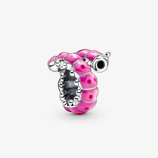 Hạt Vòng Charm Pandora Cute Curled Caterpillar 790762C01 Màu Hồng Bạc