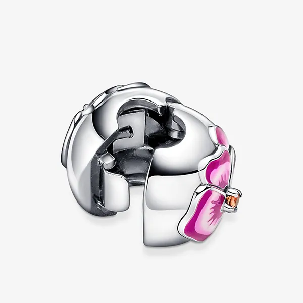 Hạt Vòng Charm Pandora Pink Pansy Flower Clip 790772C01 Màu Hồng Bạc
