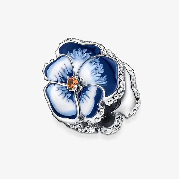 Hạt Vòng Charm Pandora Blue Pansy Flower 790777C02 Màu Xanh Bạc