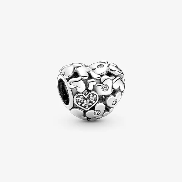 Hạt Vòng Charm Pandora Sparkling Openwork Heart 791061C01 Màu Bạc