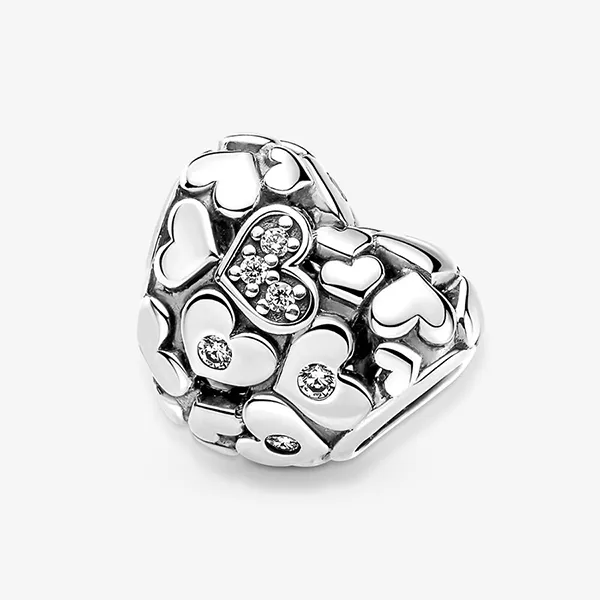 Hạt Vòng Charm Pandora Sparkling Openwork Heart 791061C01 Màu Bạc