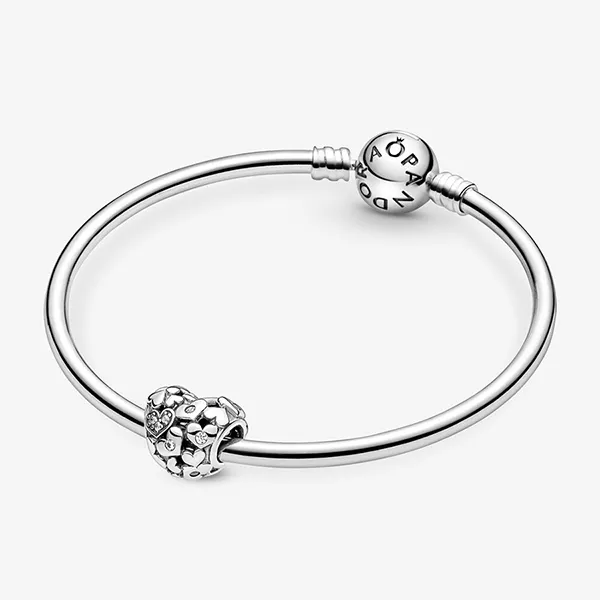 Hạt Vòng Charm Pandora Sparkling Openwork Heart 791061C01 Màu Bạc