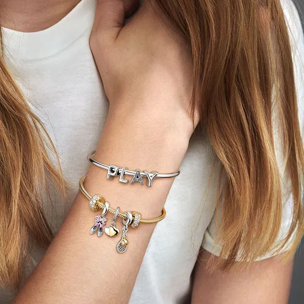 Hạt Vòng Charm Pandora Letter A Alphabet 797455 Màu Bạc