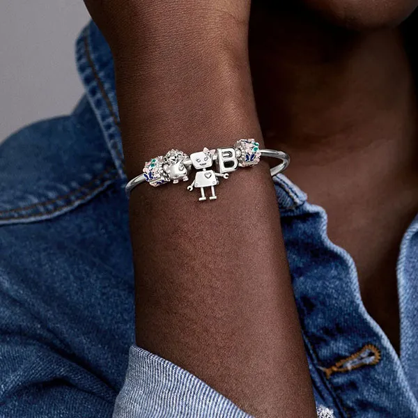 Hạt Vòng Charm Pandora Letter B Alphabet 797456 Màu Bạc