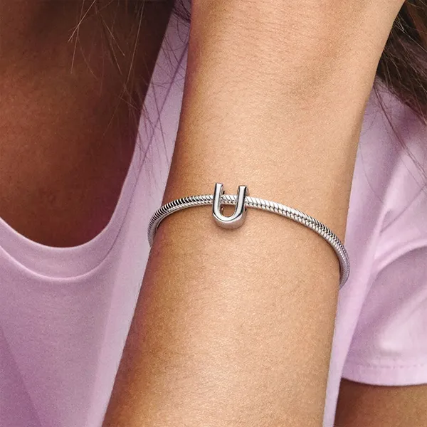 Hạt Vòng Charm Pandora Letter U Alphabet 797475 Màu Bạc