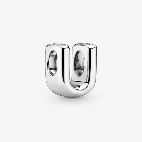 Hạt Vòng Charm Pandora Letter U Alphabet 797475 Màu Bạc