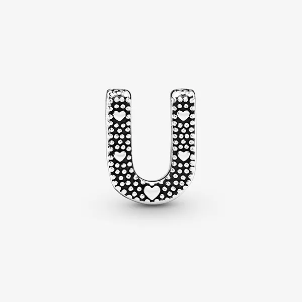 Hạt Vòng Charm Pandora Letter U Alphabet 797475 Màu Bạc