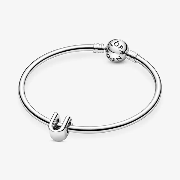 Hạt Vòng Charm Pandora Letter U Alphabet 797475 Màu Bạc