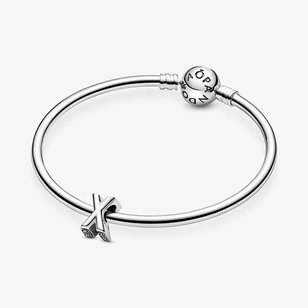 Hạt Vòng Charm Pandora Letter X Alphabet 797478 Màu Bạc