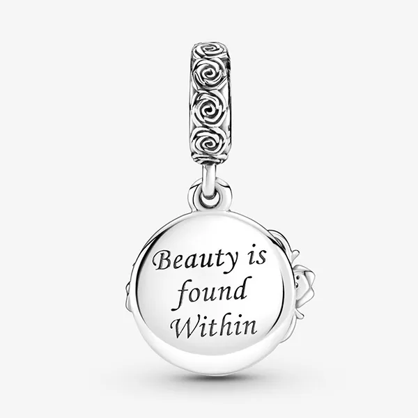 Hạt Vòng Charm Pandora Disney Beauty And The Beast Dancing Dangle 799014C01 Màu Vàng Bạc