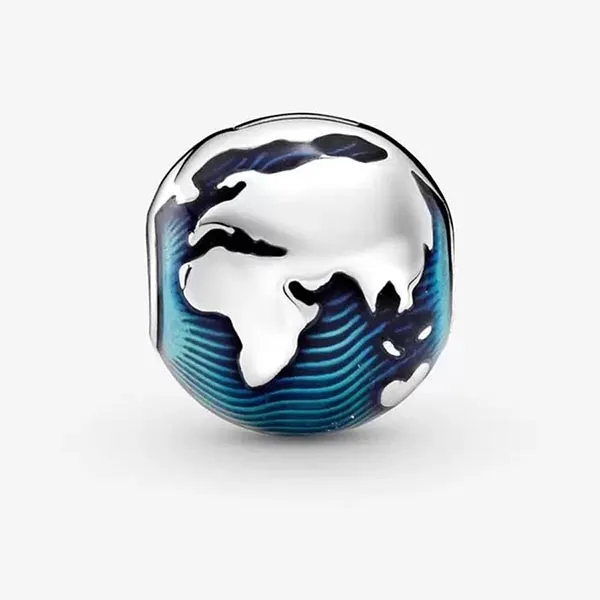 Hạt Vòng Charm Pandora Blue Globe Clip Charm 799429C01 Màu Xanh Lam