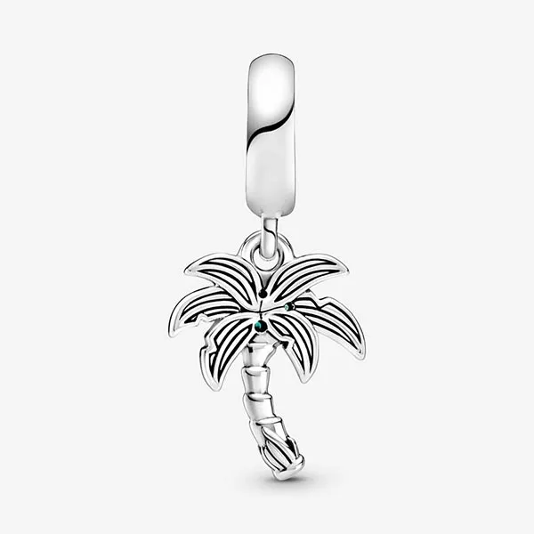 Hạt Vòng Charm Pandora Pendant Palmier & Noix De Coco 799438C01 Màu Xanh Bạc