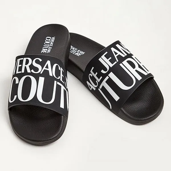 Dép Versace Jeans Couture Slides Black 72YA3SQ6 ZS201 899 Màu Đen Size 39