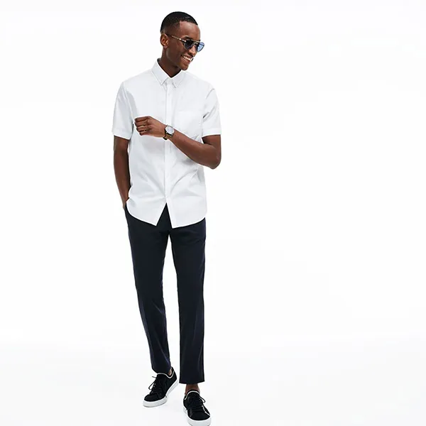 Áo Sơ Mi Lacoste Men's Regular Fit Mini Piqué Shirt CH9612-00 800 Màu Trắng Size S