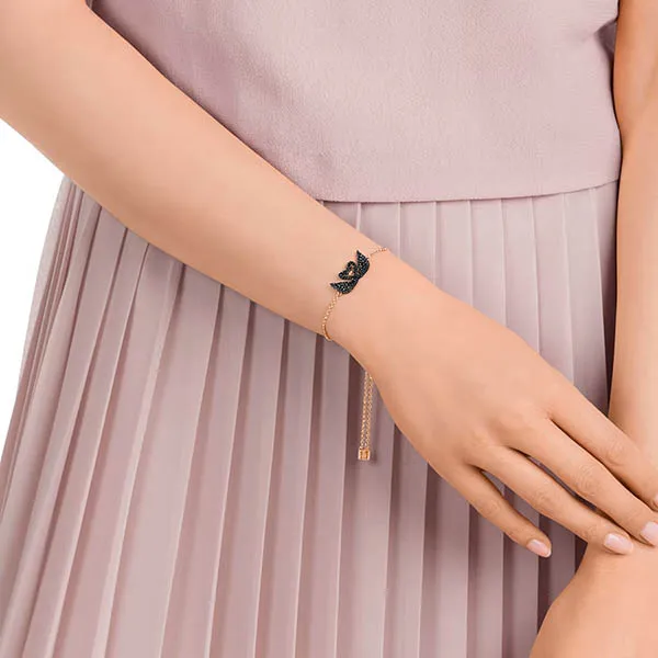 Vòng Đeo Tay Swarovski Iconic Swan Bracelet Black, Rose Gold-Tone Plated 5344132 Màu Vàng Mặt Đen - Trang sức - Vua Hàng Hiệu