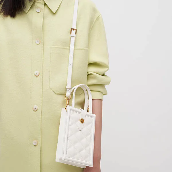 Túi Đựng Điện Thoại Nữ Charles & Keith CNK Este Belted Phone Pouch - White 70701213 Màu Trắng