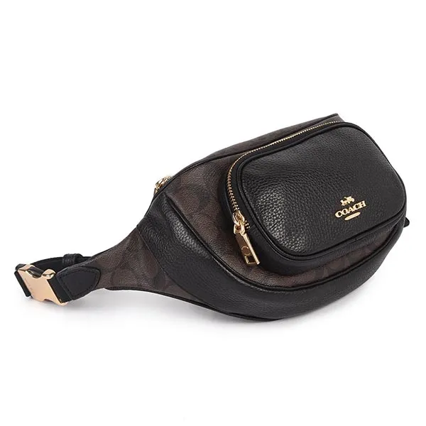 Túi Đeo Chéo Nam Coach Court Belt Bag In Signature Canvas 6548 Màu Nâu Đen - Túi xách - Vua Hàng Hiệu