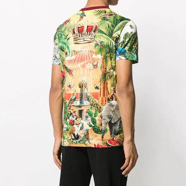 Áo Phông Nam Dolce & Gabbana Tropico D&G DG King T-Shirt In Giardino 2 F Multico G8KBAT HH7YP Phối Màu