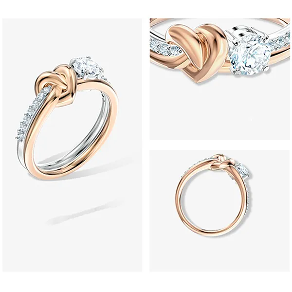 Nhẫn Swarovski Lifelong Heart Ring Màu Bạc Phối Vàng Hồng Size 52